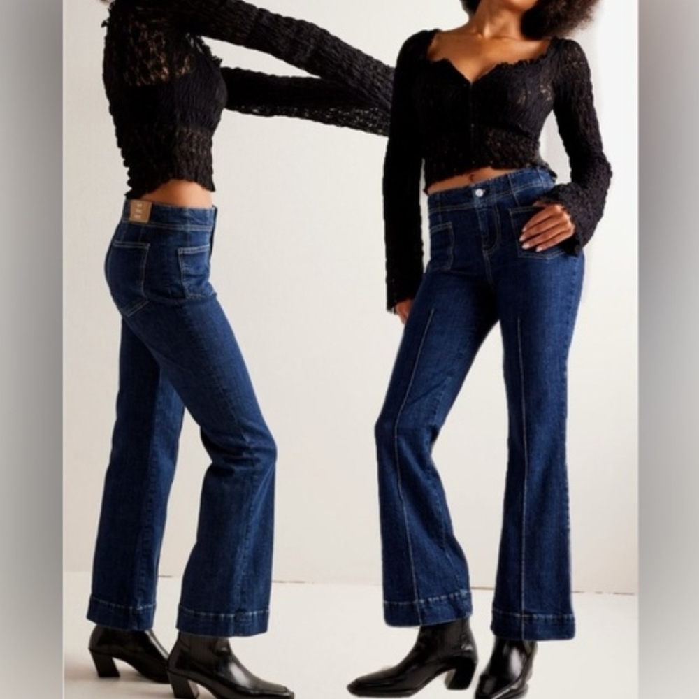 FREE PEOPLE Jeans We The Free Patchwork Pocket Life Good Mid-Rise Crvy Sz 31